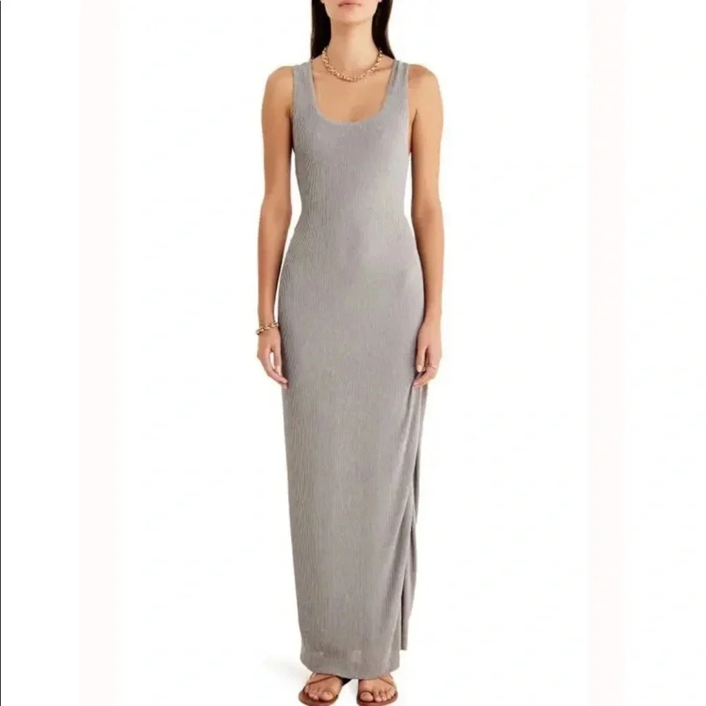 NWT RUMER Rosa Stripe Cutout Maxi Dress Seafoam Sz Large